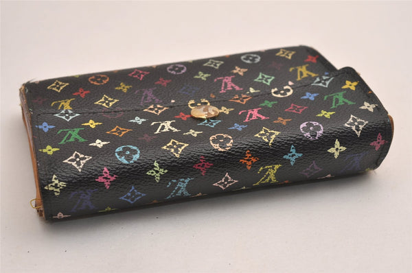 Auth Louis Vuitton Monogram Multicolor Portefeuille Alexandra Wallet Black 3853J