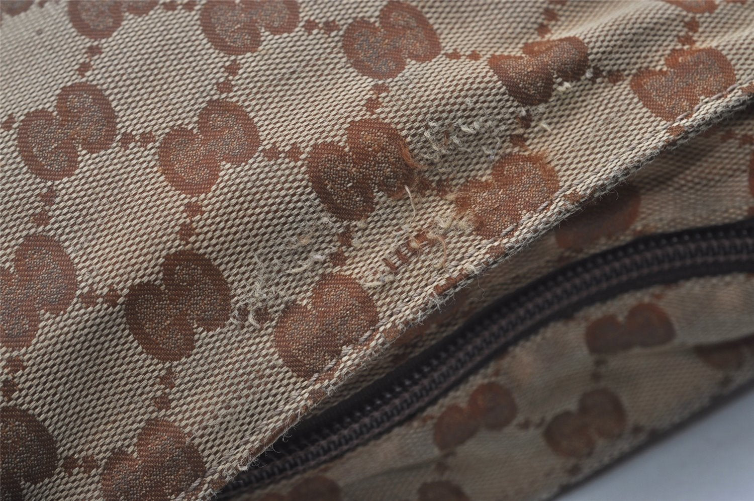 Authentic GUCCI Shoulder Cross Body Bag GG Canvas Leather 132907 Brown 3856I