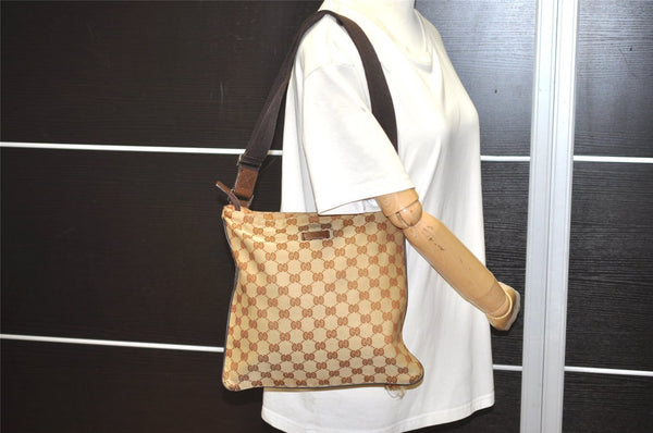 Authentic GUCCI Shoulder Cross Body Bag GG Canvas Leather 132907 Brown 3856I