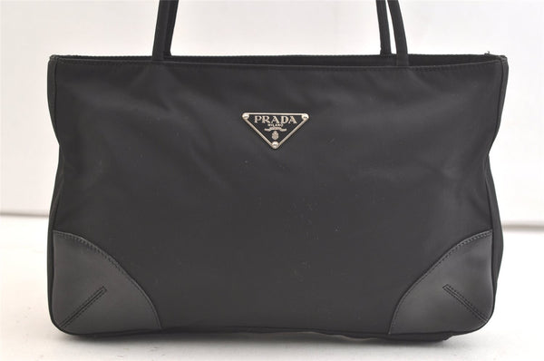 Authentic PRADA Nylon Tessuto Leather Shoulder Tote Bag Purse Black 3856K