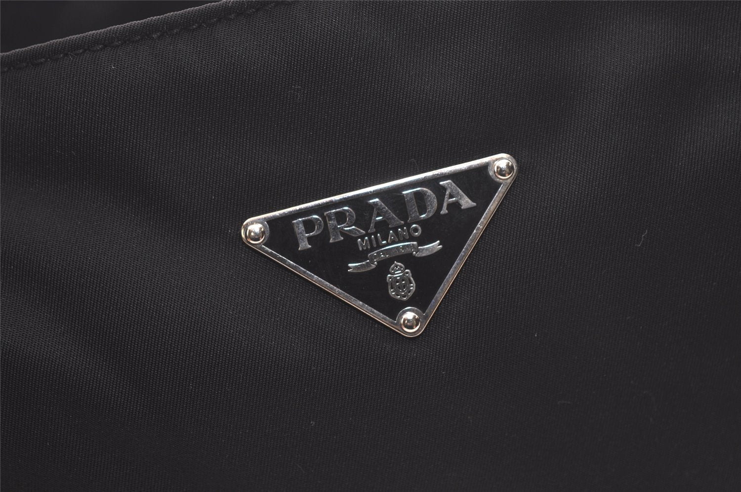 Authentic PRADA Nylon Tessuto Leather Shoulder Tote Bag Purse Black 3856K