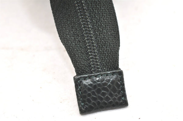 Authentic CHANEL Caviar Skin CC Logo Cosmetic Pouch Purse Green 3857K