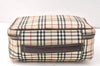 Authentic BURBERRY Nova Check Clutch Hand Bag Purse Nylon Leather Beige 3858K