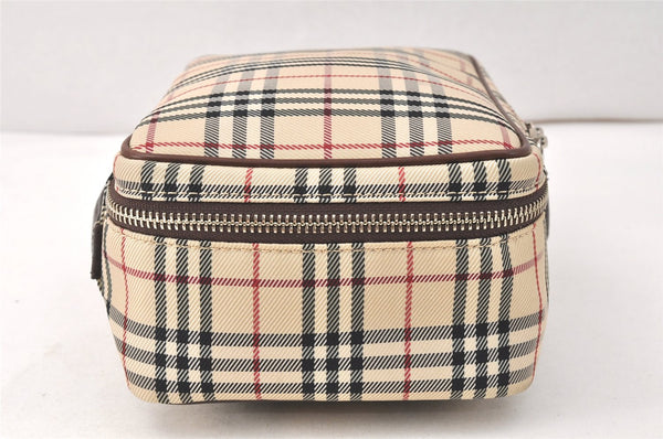 Authentic BURBERRY Nova Check Clutch Hand Bag Purse Nylon Leather Beige 3858K