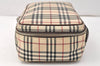 Authentic BURBERRY Nova Check Clutch Hand Bag Purse Nylon Leather Beige 3858K
