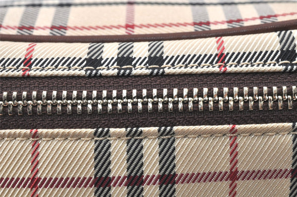 Authentic BURBERRY Nova Check Clutch Hand Bag Purse Nylon Leather Beige 3858K