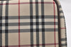 Authentic BURBERRY Nova Check Clutch Hand Bag Purse Nylon Leather Beige 3858K