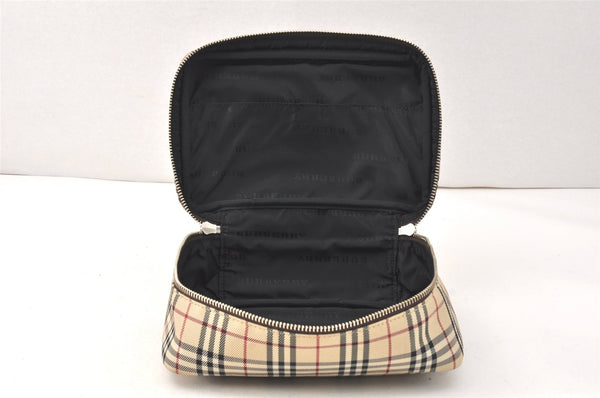 Authentic BURBERRY Nova Check Clutch Hand Bag Purse Nylon Leather Beige 3858K