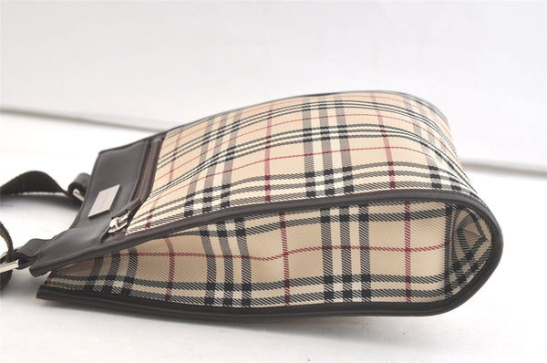 Authentic BURBERRY Nova Check Shoulder Cross Body Bag Nylon Leather Beige 3859K