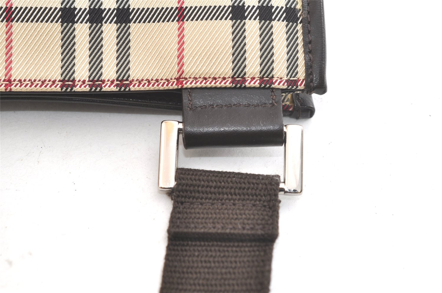 Authentic BURBERRY Nova Check Shoulder Cross Body Bag Nylon Leather Beige 3859K