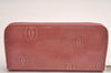 Authentic Cartier Happy Birthday Zip Long Wallet Purse Enamel Pink Box 3860J