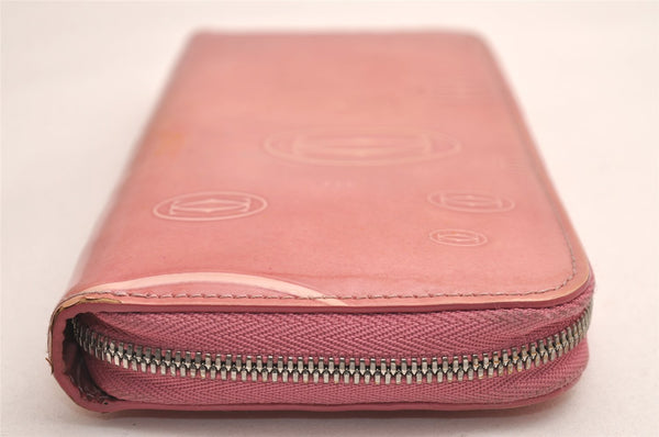 Authentic Cartier Happy Birthday Zip Long Wallet Purse Enamel Pink Box 3860J