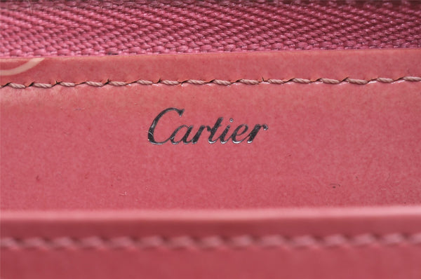 Authentic Cartier Happy Birthday Zip Long Wallet Purse Enamel Pink Box 3860J