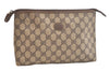 Authentic GUCCI Vintage Clutch Hand Bag Purse GG PVC Leather Brown 3860K