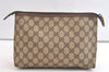 Authentic GUCCI Vintage Clutch Hand Bag Purse GG PVC Leather Brown 3860K
