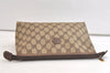 Authentic GUCCI Vintage Clutch Hand Bag Purse GG PVC Leather Brown 3860K