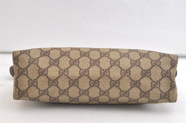 Authentic GUCCI Vintage Clutch Hand Bag Purse GG PVC Leather Brown 3860K