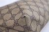 Authentic GUCCI Vintage Clutch Hand Bag Purse GG PVC Leather Brown 3860K