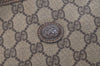 Authentic GUCCI Vintage Clutch Hand Bag Purse GG PVC Leather Brown 3860K