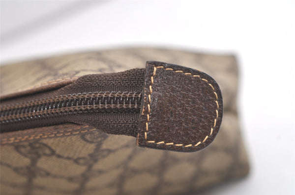 Authentic GUCCI Vintage Clutch Hand Bag Purse GG PVC Leather Brown 3860K