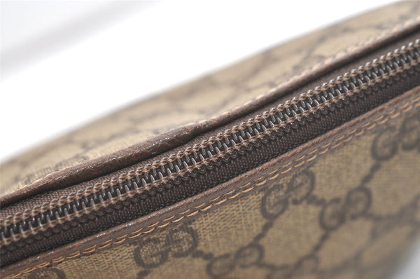 Authentic GUCCI Vintage Clutch Hand Bag Purse GG PVC Leather Brown 3860K