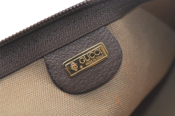 Authentic GUCCI Vintage Clutch Hand Bag Purse GG PVC Leather Brown 3860K