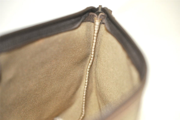 Authentic GUCCI Vintage Clutch Hand Bag Purse GG PVC Leather Brown 3860K
