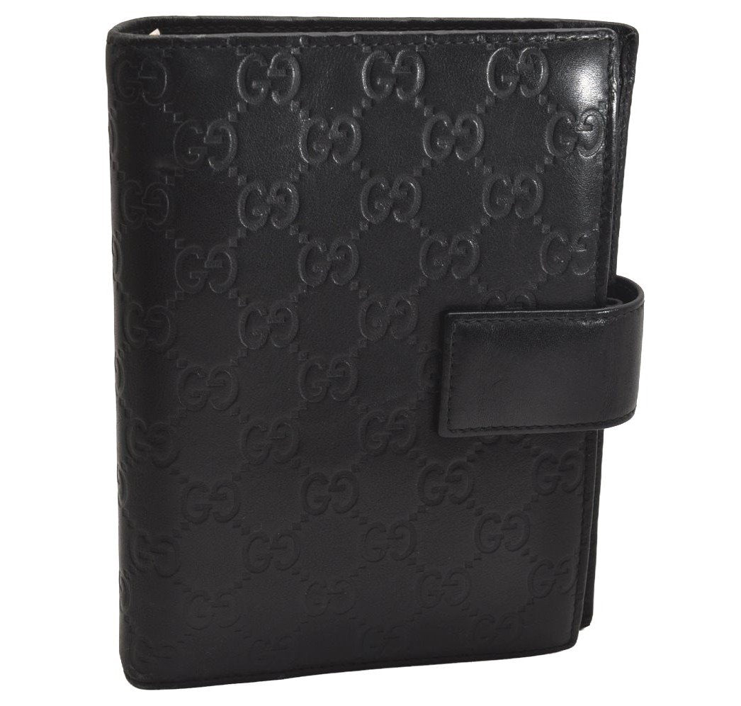 Authentic GUCCI Guccissima Agenda Notebook Cover GG Leather 115241 Black 3861J