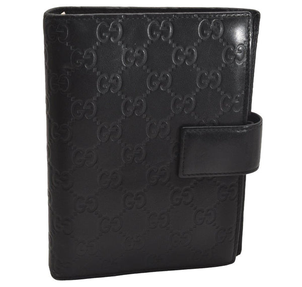 Authentic GUCCI Guccissima Agenda Notebook Cover GG Leather 115241 Black 3861J