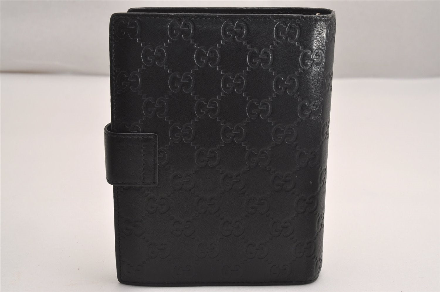 Authentic GUCCI Guccissima Agenda Notebook Cover GG Leather 115241 Black 3861J