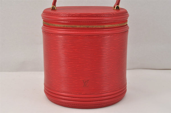 Authentic Louis Vuitton Epi Cannes Red Cosmetic Hand Bag Purse M48037 LV 3862K