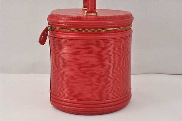 Authentic Louis Vuitton Epi Cannes Red Cosmetic Hand Bag Purse M48037 LV 3862K