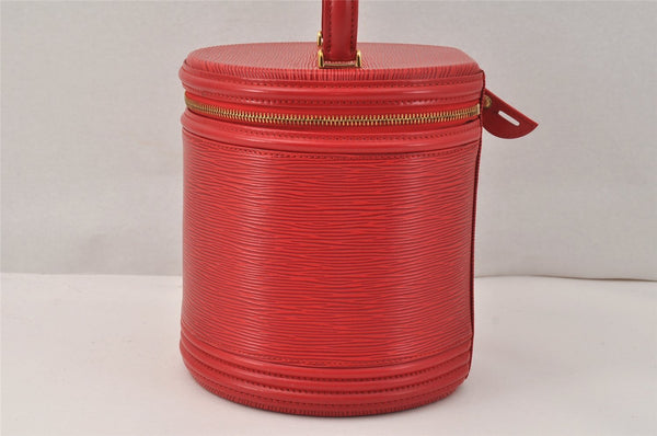 Authentic Louis Vuitton Epi Cannes Red Cosmetic Hand Bag Purse M48037 LV 3862K