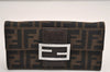 Authentic FENDI Zucca Vintage Long Wallet Purse Canvas Leather Brown 3863J