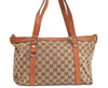 Authentic GUCCI Abbey Shoulder Tote Bag GG Canvas Leather 141470 Brown 3863K