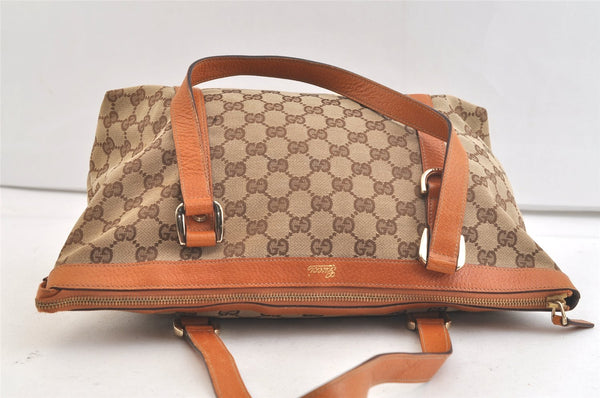 Authentic GUCCI Abbey Shoulder Tote Bag GG Canvas Leather 141470 Brown 3863K