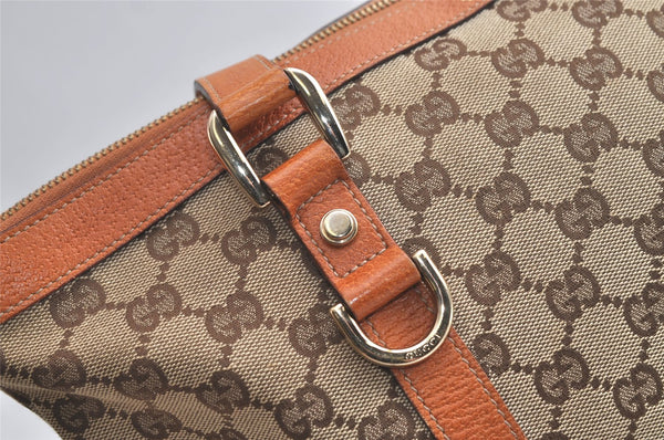 Authentic GUCCI Abbey Shoulder Tote Bag GG Canvas Leather 141470 Brown 3863K