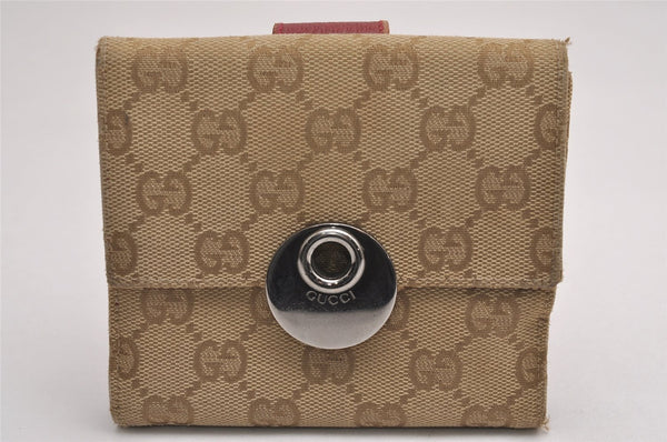 Authentic GUCCI Eclipse Bifold Wallet Purse GG Canvas Leather 120932 Beige 3864J