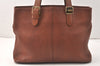 Authentic Burberrys Vintage Leather Hand Bag Brown 3864K