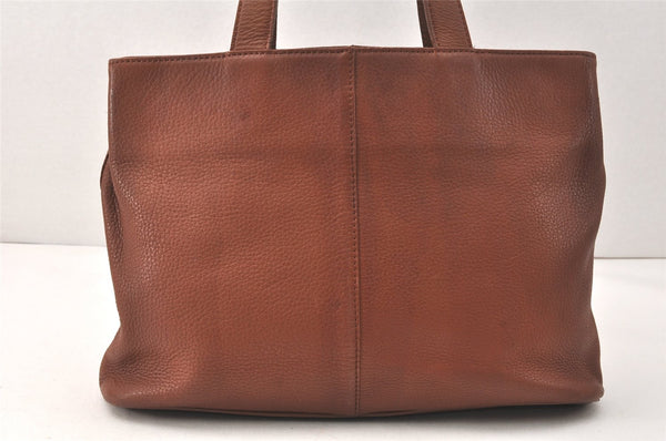 Authentic Burberrys Vintage Leather Hand Bag Brown 3864K