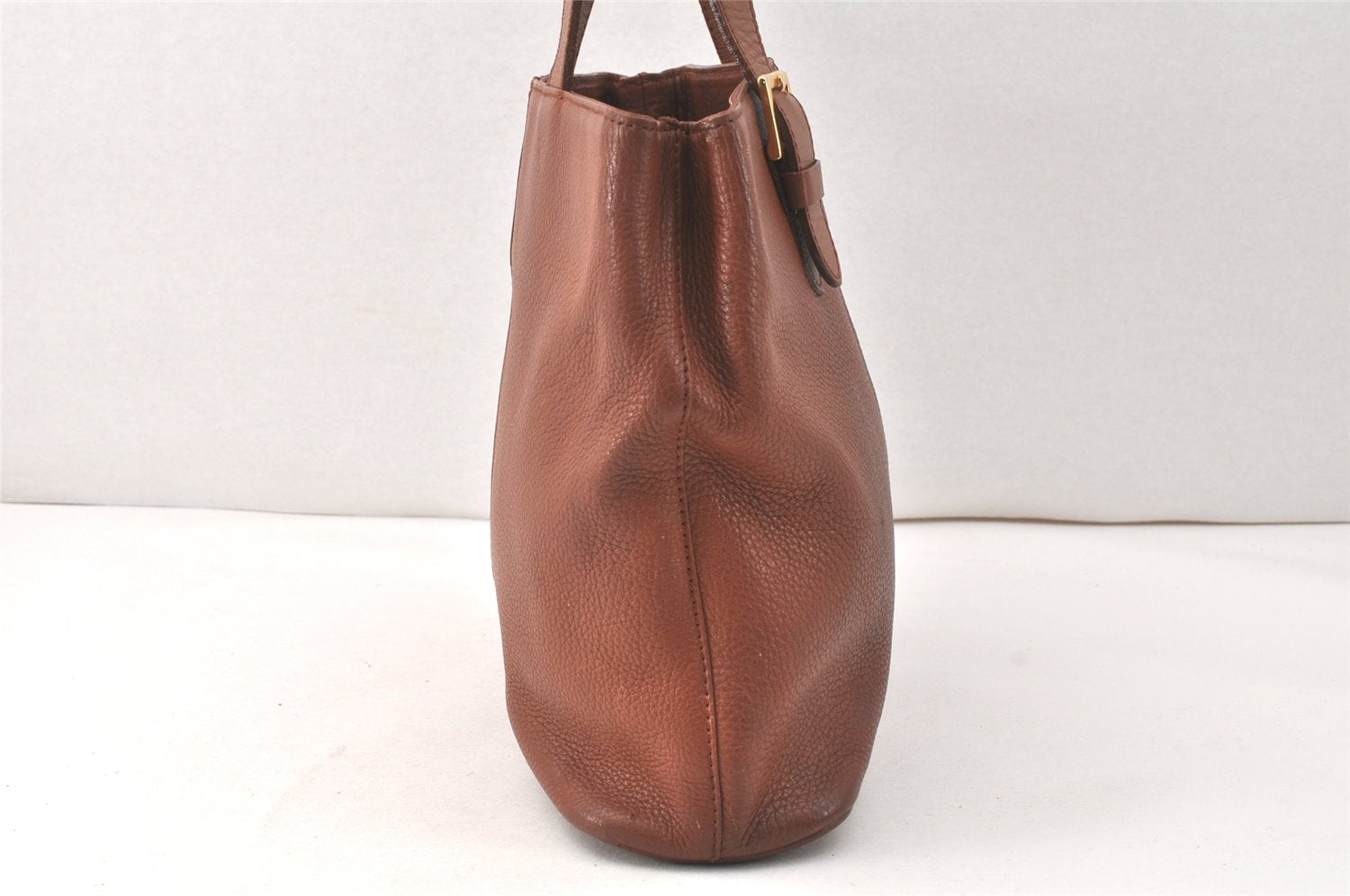 Authentic Burberrys Vintage Leather Hand Bag Brown 3864K