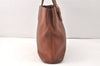 Authentic Burberrys Vintage Leather Hand Bag Brown 3864K