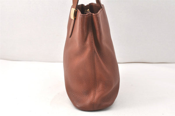 Authentic Burberrys Vintage Leather Hand Bag Brown 3864K