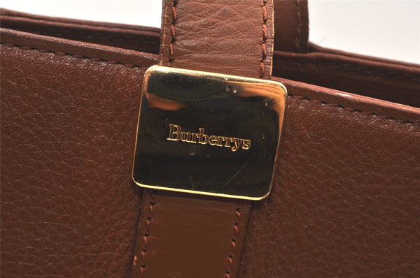 Authentic Burberrys Vintage Leather Hand Bag Brown 3864K
