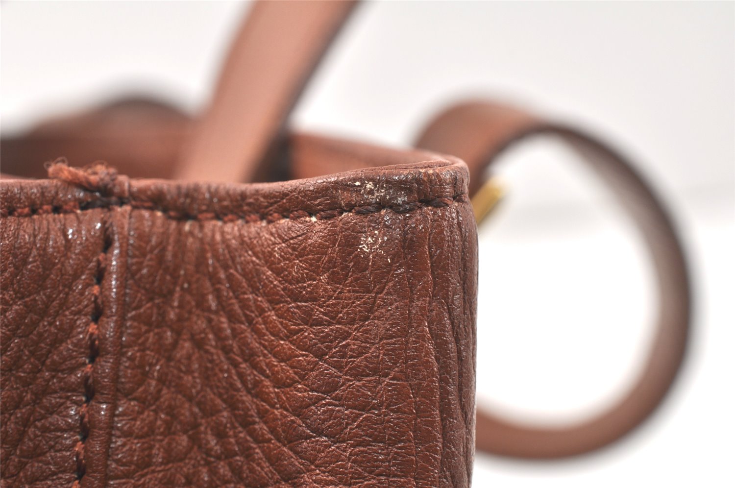 Authentic Burberrys Vintage Leather Hand Bag Brown 3864K