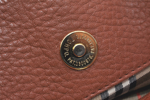 Authentic Burberrys Vintage Leather Hand Bag Brown 3864K