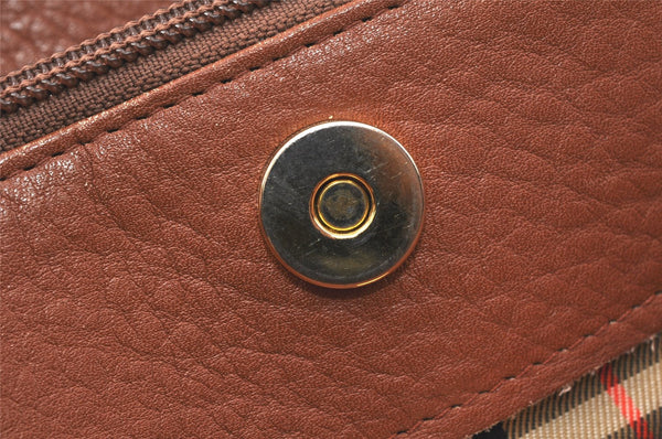 Authentic Burberrys Vintage Leather Hand Bag Brown 3864K