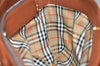 Authentic Burberrys Vintage Leather Hand Bag Brown 3864K