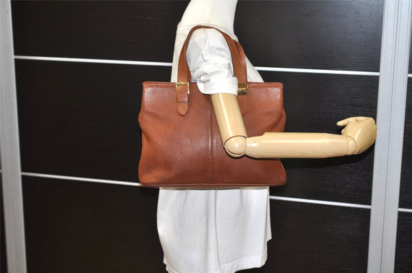 Authentic Burberrys Vintage Leather Hand Bag Brown 3864K