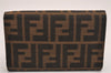 Authentic FENDI Zucca Vintage Trifold Wallet Purse Canvas Leather Brown 3866J